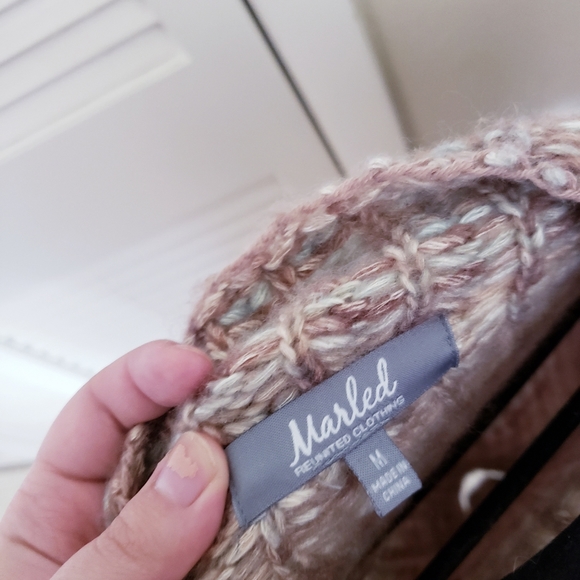 marled brown tan knit gradient crew sweater XS - Picture 9 of 9